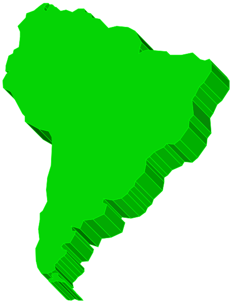 The image shows a stylized map of South America with Brazil highlighted prominently; it is presented as an overlay on top of another layer that appears to be a satellite view of Earth from space.