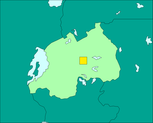 The map shows a green landmass with water on two sides labeled "ocean," surrounded by smaller islands; there is no text present in this image.
