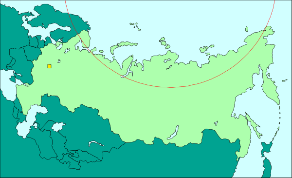 The map shows a stylized representation of Russia with its neighboring countries labeled on it; there is no human activity depicted in this image as it focuses solely on geographical features without any people present.