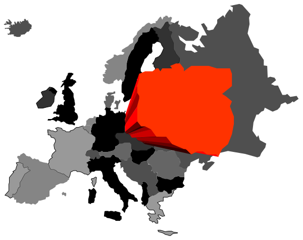 The map shows Europe with a red area highlighted over Russia.