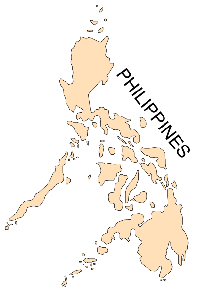 The map shows a stylized representation of an island nation with its capital marked by two dots on either side; it is colored in shades of brown to represent different regions within that country.