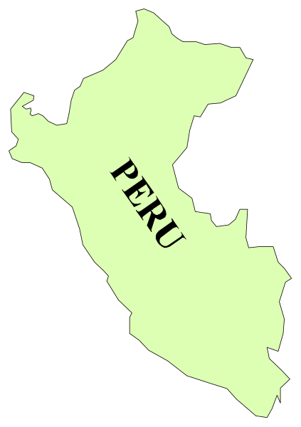The map shows a stylized representation of Peru with its borders outlined on it.