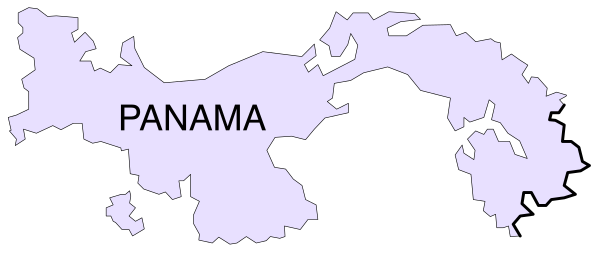The map shows a stylized representation of Panama with its two land masses connected by an isthmus.