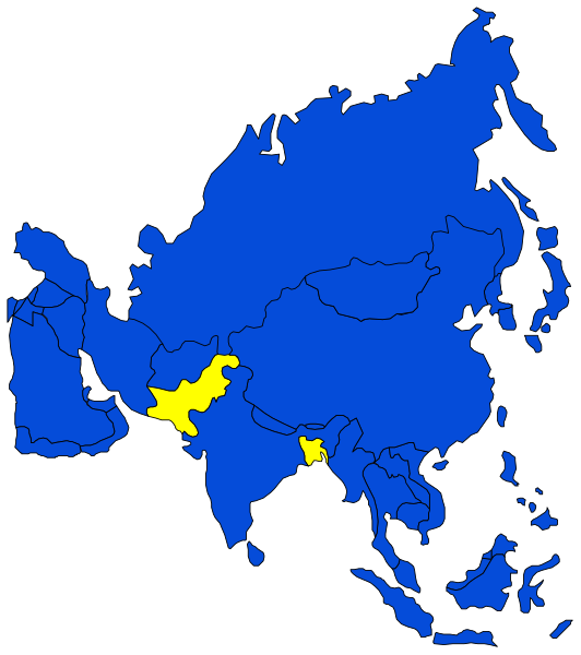 The map shows a stylized representation of Europe with various countries labeled; it is colored blue to represent water bodies such as oceans and seas.