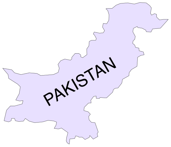 The map shows a stylized representation of Pakistan with its borders outlined on it.