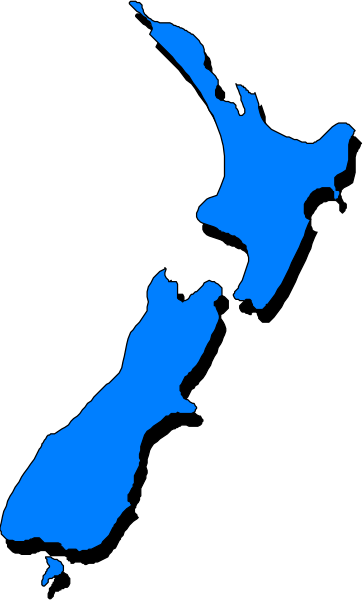 The image shows a stylized map of New Zealand with its distinctive shape on top against a dark background; it is in black-and-white format but has blue accents highlighting certain areas like an island and water bodies, giving contrast to the rest of the graphic which appears as shades of gray.