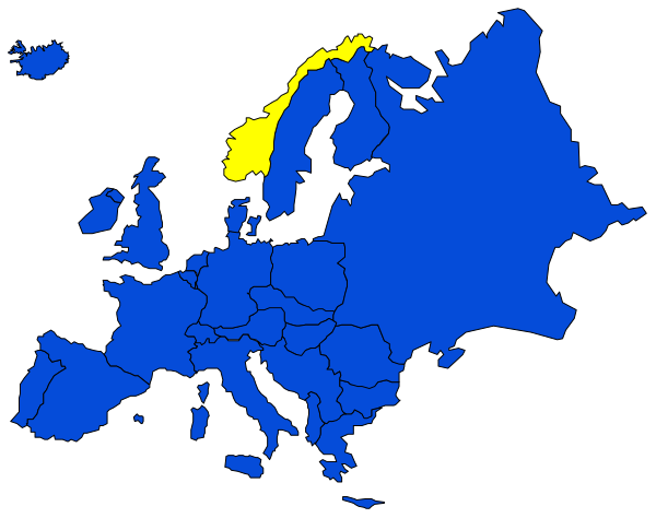 The map shows Europe with a focus on France, Germany, Italy, Spain, Poland, Romania, Russia, Ukraine, Belarus, Sweden, Norway, Denmark, Ireland, United Kingdom, Iceland and parts of other countries in blue coloring against black background; there is no text or additional elements present.