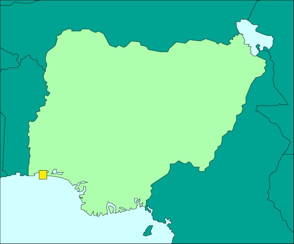 The map shows a country with its capital highlighted by an orange dot on top of it.