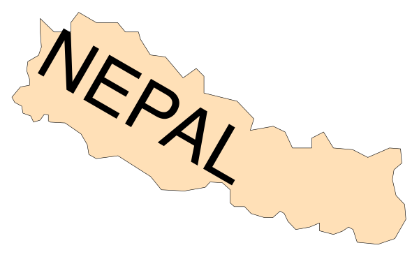 The image shows a map of Nepal with text overlaying it that reads "NEPAL".