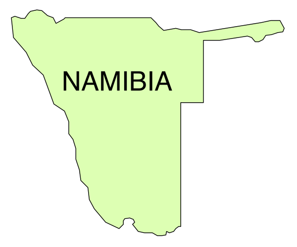 The map shows Namibia with a highlighted region labeled "Namiba."
