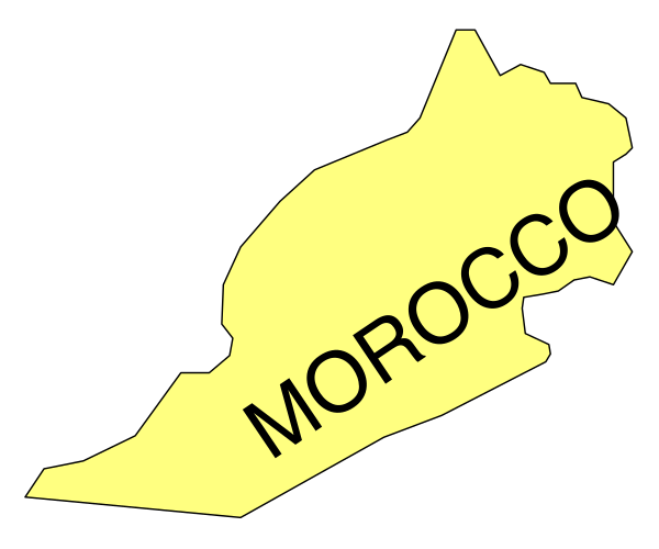 The image shows a map of Morocco with text overlaying it that reads "MOROCCO."