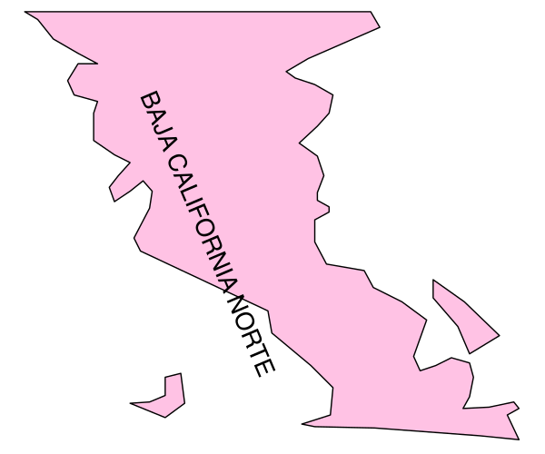 The map shows a pink outline of California with text indicating "BALA CALIFORNIA" on it.