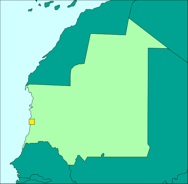 The map shows a region with green areas labeled "Mauritius" surrounded by blue water on all sides except for land borders that appear to be in Africa; there is also an island highlighted within this area, which could represent Reunion Island due to its shape and positioning relative to the mainland.