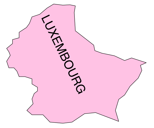 The map shows a pink outline of Luxembourg with its capital city labeled as "LUXEMBOURG."