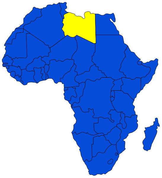 The map shows Africa with a focus on two countries: Nigeria (in blue) and Sudan (yellow).