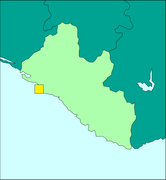 The map shows a country with its capital marked by an orange square on it.