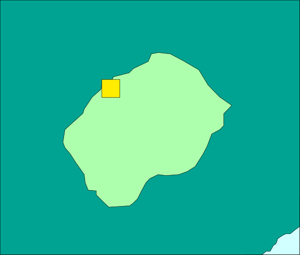 The image shows a simplistic map of an island with landmasses outlined against a blue background; there is no text present in this clip-art illustration.
