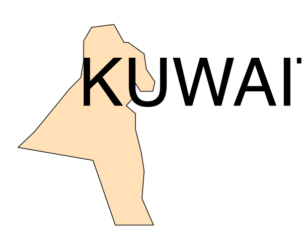 The image shows a map of Kuwait with its capital city marked on it.