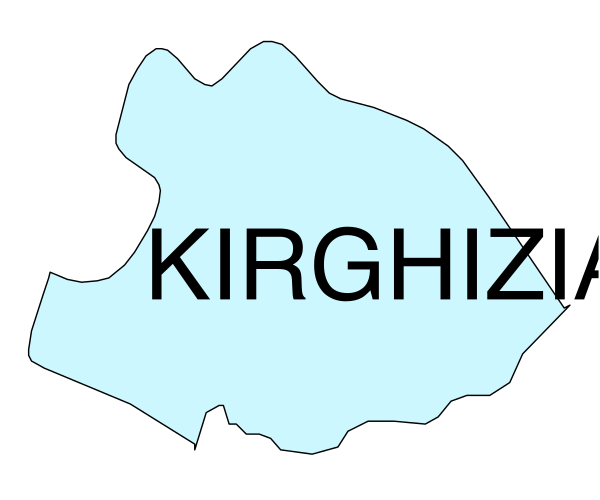 The image shows a map of Kirghizstan with its capital city labeled as "Kirgihzia."