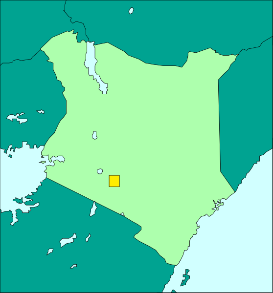 The map shows a region with various states marked on it; there's an area highlighted by yellow coloring that is labeled "Kenya."
