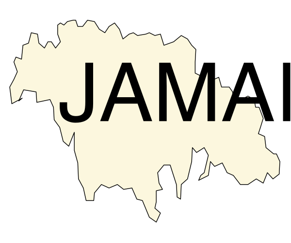 The image shows a map with text that reads "JAMAI" on it.