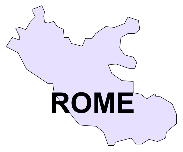 The image shows a map with text overlaying it that reads "Rome."