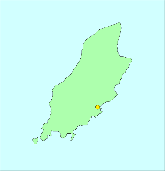 The map shows a stylized outline of an island with a label indicating its location within another country's territory; it is set against a plain background without any additional context provided in this image snippet.