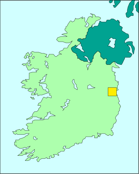 The map shows Ireland with a yellow square indicating an area of interest on it.