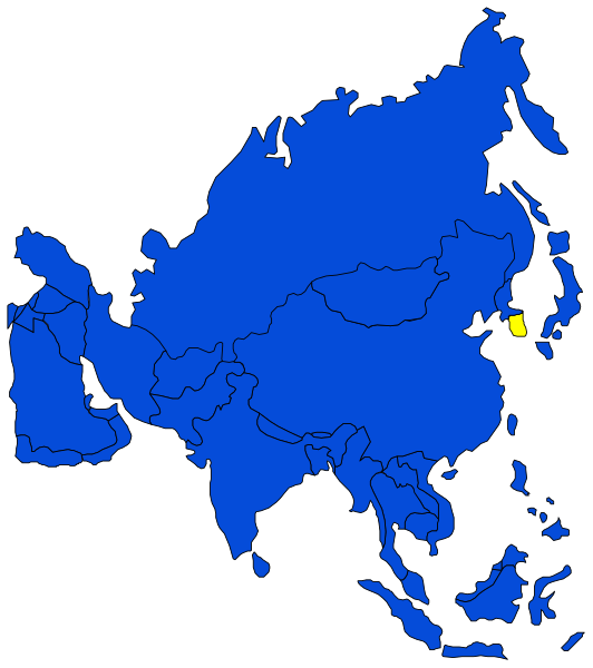 The map shows a blue representation of Russia with its neighboring countries labeled on it against a black background.