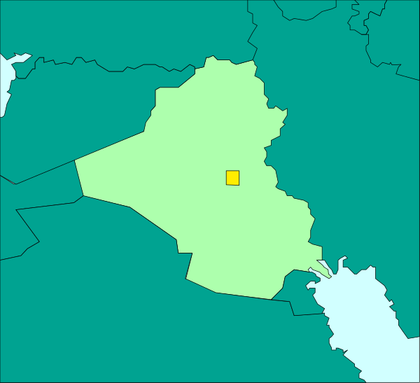 The map shows a country with its capital marked by an icon resembling a yellow square on top of it; there is no text present in this image to provide additional context about location or name.