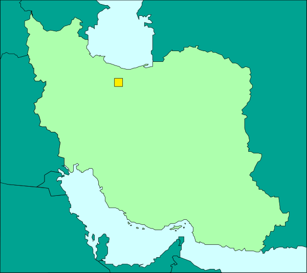 The map shows a country with its capital marked by an orange dot on it.