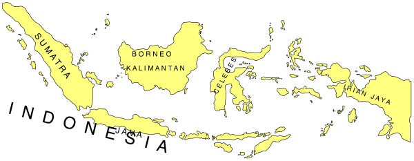 The map shows a section of Indonesia with various provinces labeled on it.