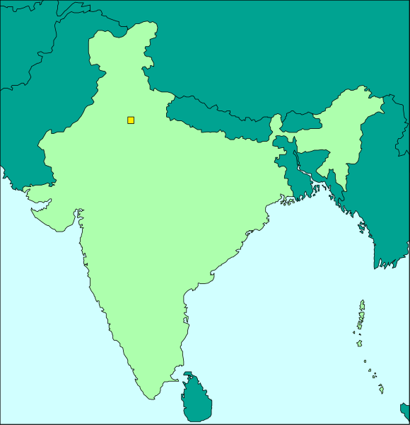 The image shows a map of India with two different views: on top there is an overlay that highlights certain regions using green coloring; below it appears to be another view without any overlays showing states in white and provinces in yellow, indicating some sort of comparison or analysis between the highlighted areas.