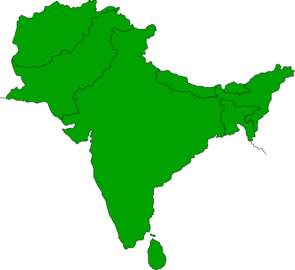 The map shows India with various states highlighted in green color against a black background.