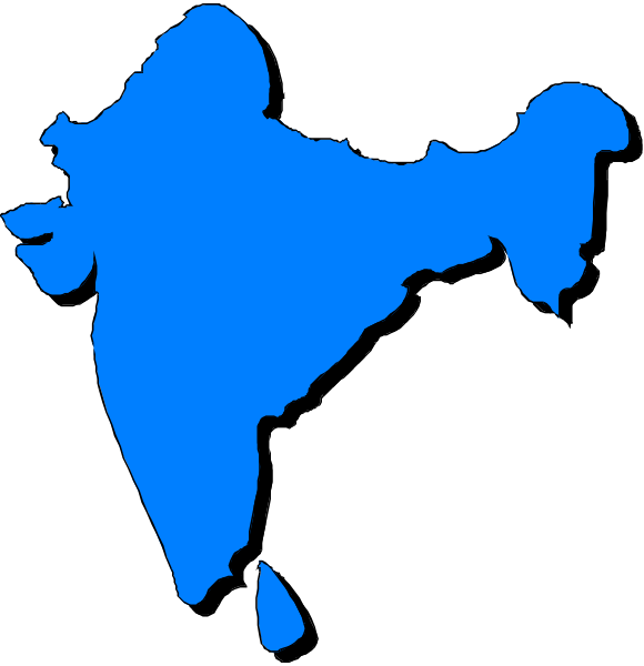 The image shows a map of India with two different views: on top it is shown as blue outline against black background; below that same map in white coloring overlaid by an Indian flag design at bottom right corner, and to its left side there's another smaller version of the country depicted.