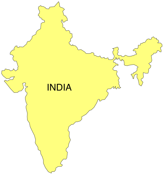 The map shows India with a yellow background highlighting its borders against an Indian flag backdrop on top of it.