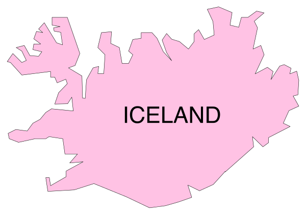 The map shows a pink outline of Iceland with its capital city labeled "Reykjavik."
