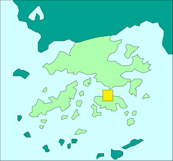 The map shows a region with various islands labeled as "A," "B," etc., each marked by different symbols such as trees for forests, buildings for cities, roads connecting them all together on an island in the middle of water bodies that resemble oceans or seas.