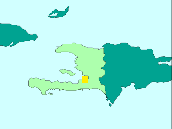 The map shows a fictional island nation with two distinct regions: "Citadel" on top left corner of an oceanic archipelago labeled as such in blue text; it is surrounded by water, and there's another region called "Paradise," which appears to be more densely populated or developed.