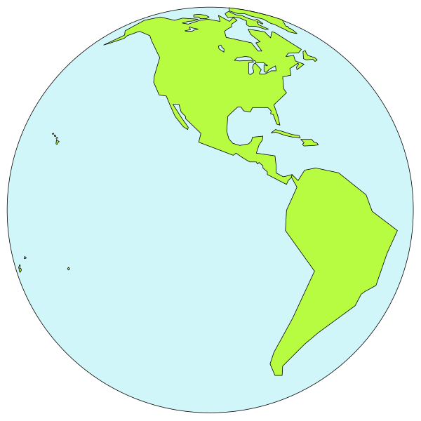 The image shows two maps of Earth with different continents highlighted: North America is green on both sides while South America appears in yellow only once; there's no text present.