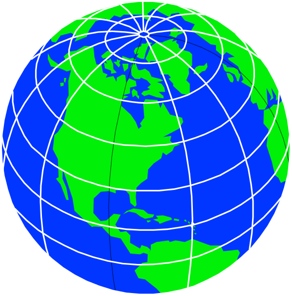 The image shows a globe with two different projections: on top half of the globe is shown as an equirectangular projection while bottom half displays it in Mercator's projection.