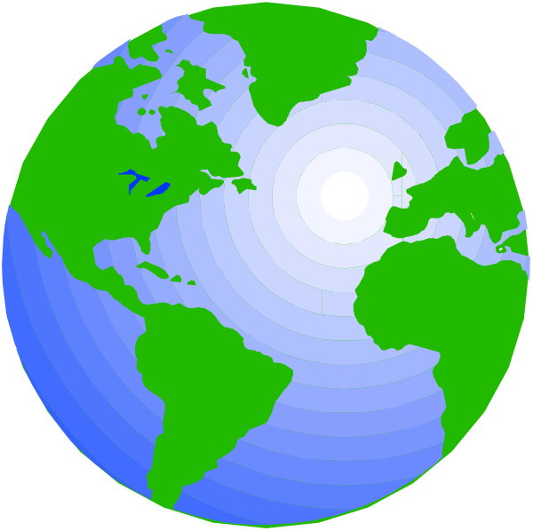 The image shows a globe with two hemispheres visible; it's divided into continents by land masses and oceans in blue shades of color.