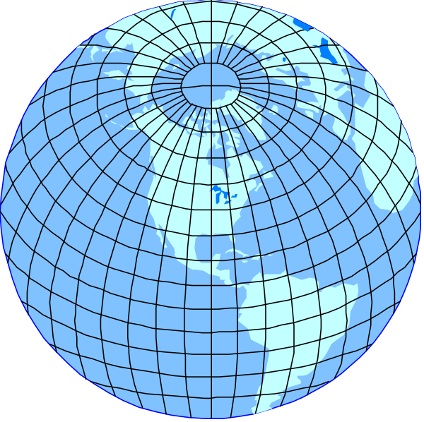 The image shows a globe with two hemispheres visible; it's divided into land masses by longitude lines that represent latitudes around Earth.