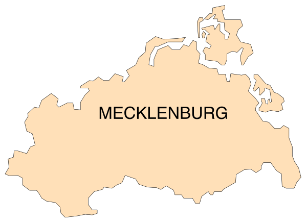 The image shows a map of Mecklenburg with its capital labeled as "Meckenlsburg."