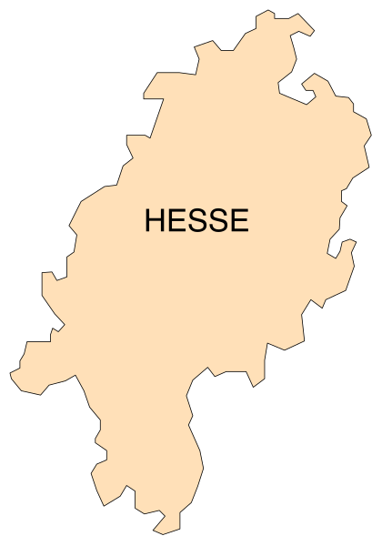 The image shows a stylized map of Hesse with its capital city labeled as "HESSE."