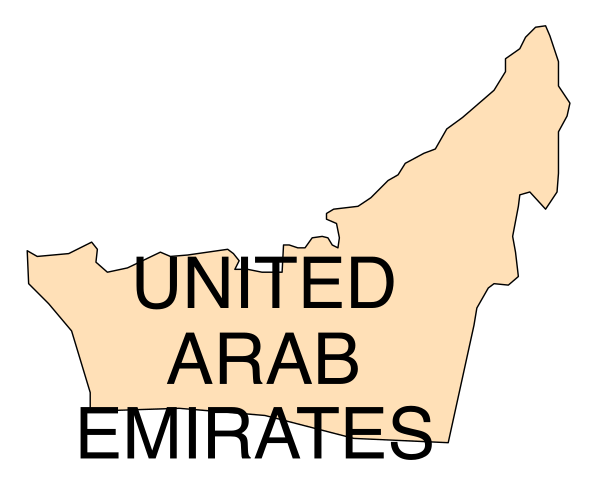 The map shows a country named "United Arab Emirates" with an area labeled as "Arab."