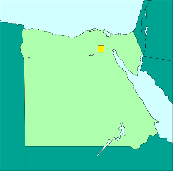 The map shows a country with an area highlighted by yellow coloring; it is labeled "Egypt" on top left corner of image.