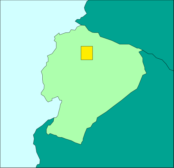 The map shows a country with two distinct regions: green for landmasses and blue for water bodies. There is an island in the middle of this body of water that has been highlighted by yellow coloring.
