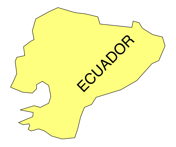 The image shows a stylized map of Ecuador with its capital city labeled as Quito on it.