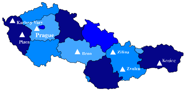 The map shows a region with various cities labeled such as "Krakow," "Zielona Góra," "Wrocław," "Poznań," "Szczecin," and others, indicating different locations in Poland; it is stylized to look like an actual topographic or geographical map.